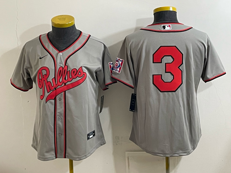Women 2026 Philadelphia Phillies #3 grey Game Nike MLB Jersey 083000